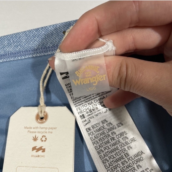 NWT Billabong x Wrangler‎ [ Large ] Down Denim High Waist Bikini Bottoms - Picture 7 of 12